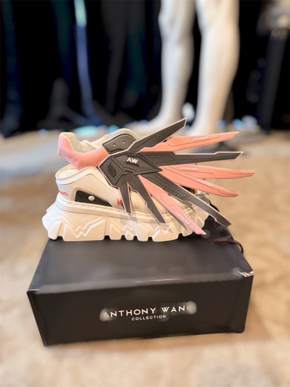 Anthony Wang Women’s White & Pink Platform Sneaker - Picture 2 of 3